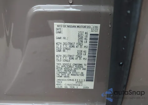 2023 Nissan Frontier Pro-X 4X2 from USA, damaged, VIN 1N6ED1EJ5PN631113
